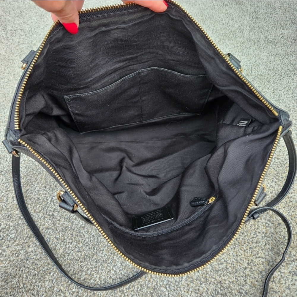 Coach Black Leather Tote with Gold Hardware - Picture 16 of 16